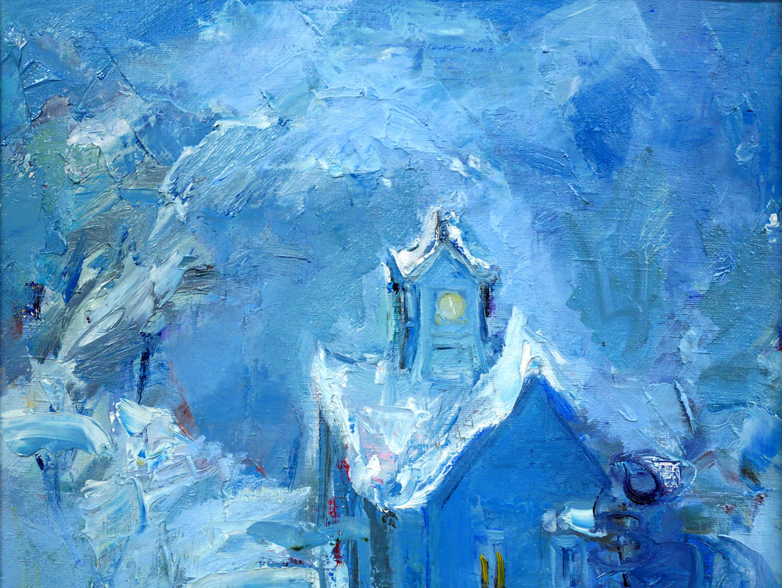 藤野千鶴子「雪の時計台（札幌）」油絵・F6号　拡大画像1
