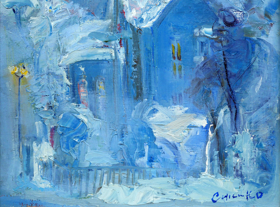 藤野千鶴子「雪の時計台（札幌）」油絵・F6号　拡大画像3