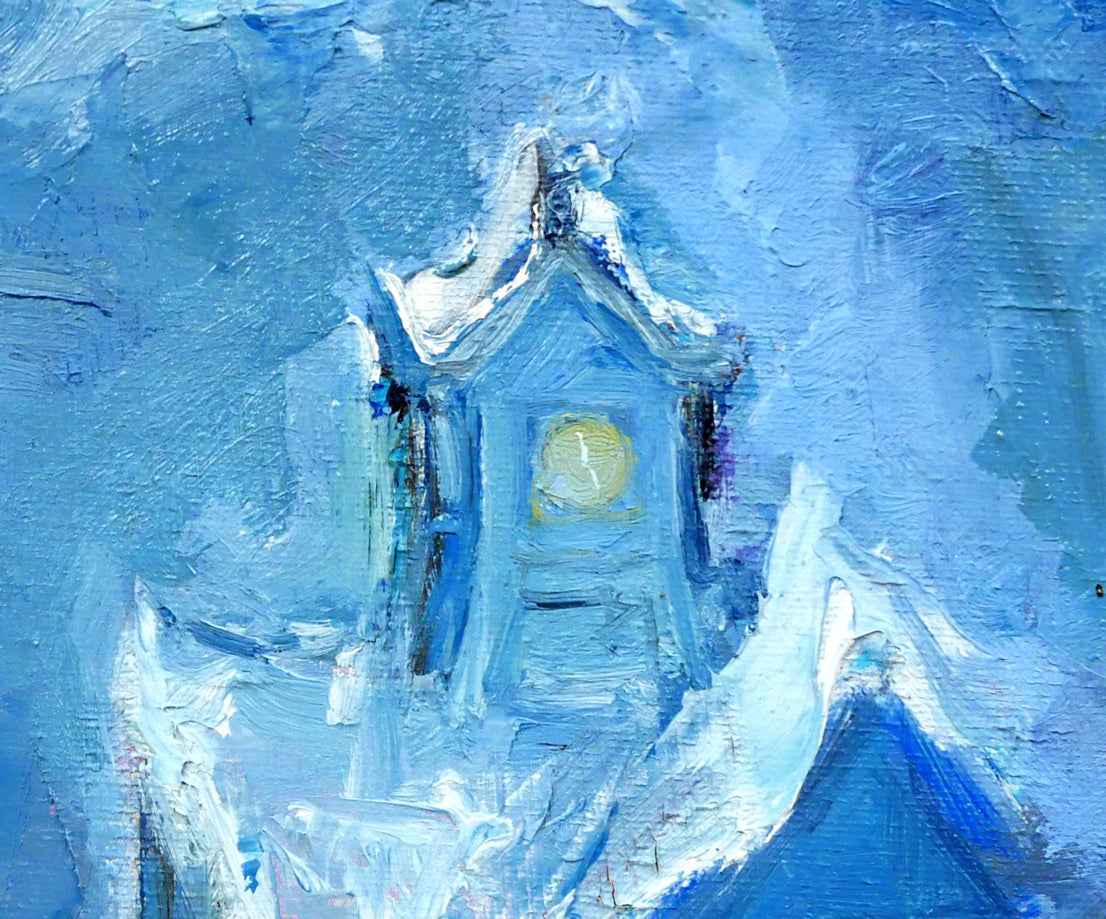 藤野千鶴子「雪の時計台（札幌）」油絵・F6号　拡大画像2