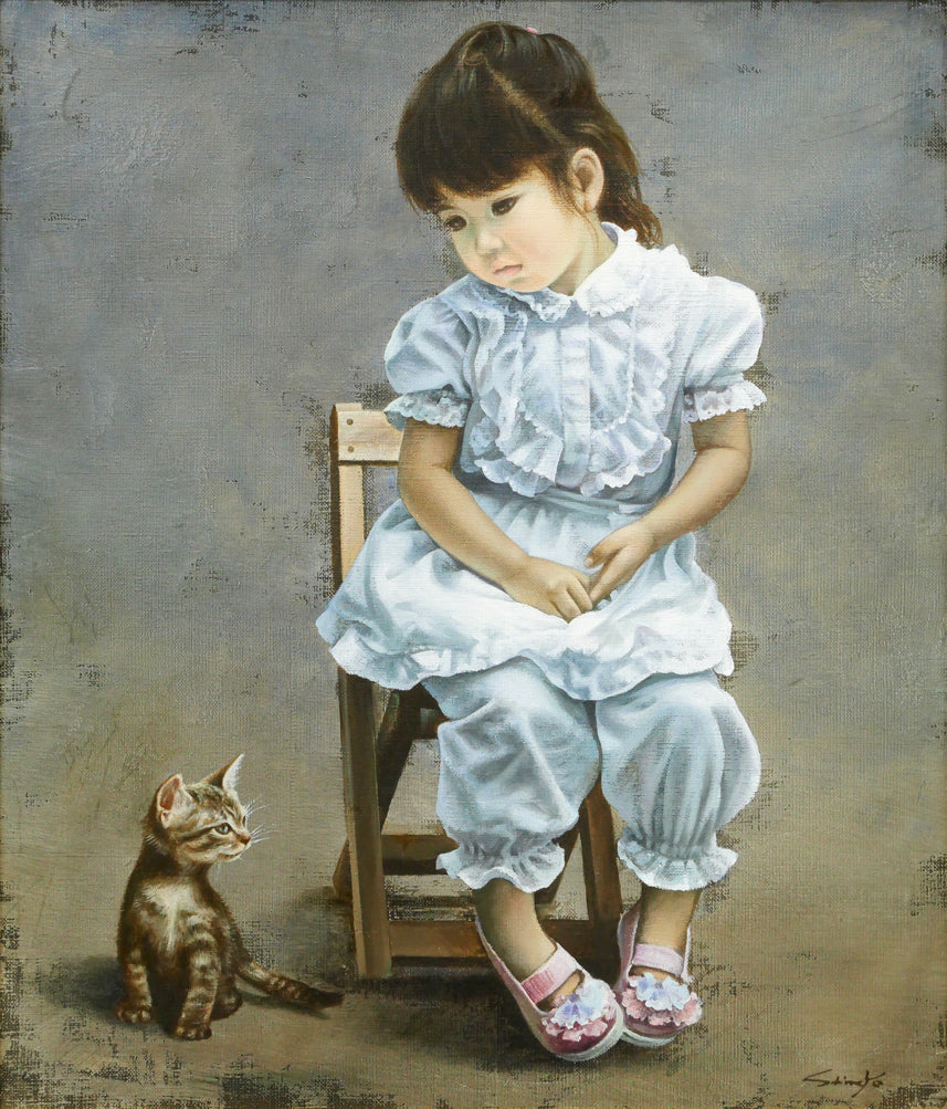 藤岡心象「陽だまり」油絵・F10号 絵画買取・販売の小竹美術