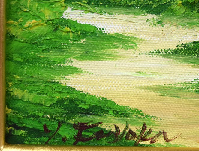 藤岡由美子「峠道」油絵・SM　サイン拡大画像