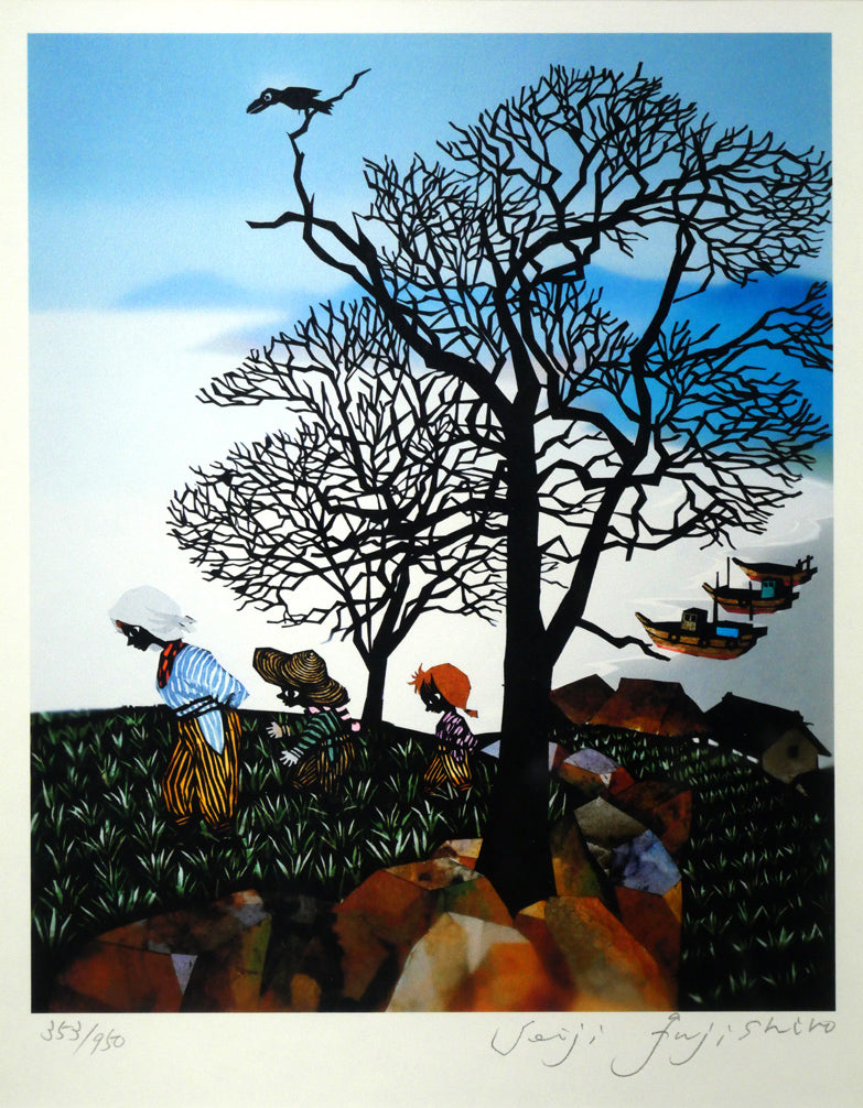 藤城清治「冬景色（日本の愛唱歌・11月）」レフグラフ版画 絵画買取