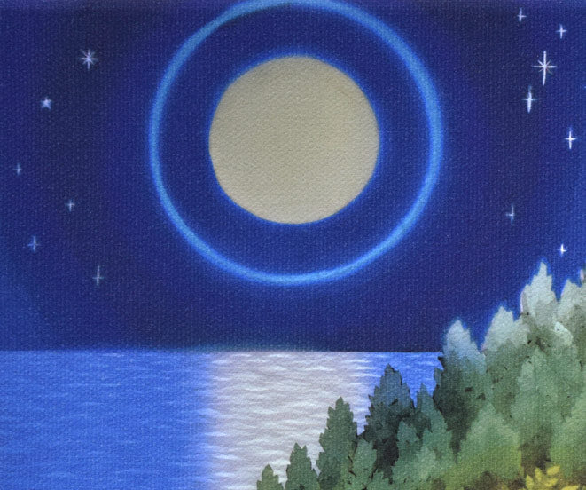 藤城清治「月輪に向かって」ジクレー版画　拡大画像1