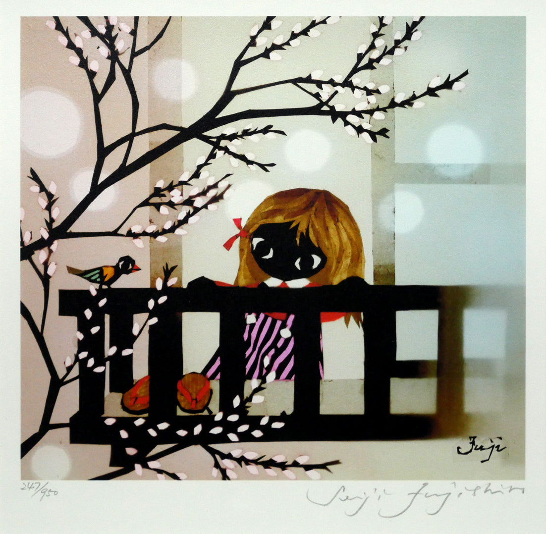 藤城清治「春よ来い（日本の愛唱歌・2月）」レフグラフ版画　作品全体画像