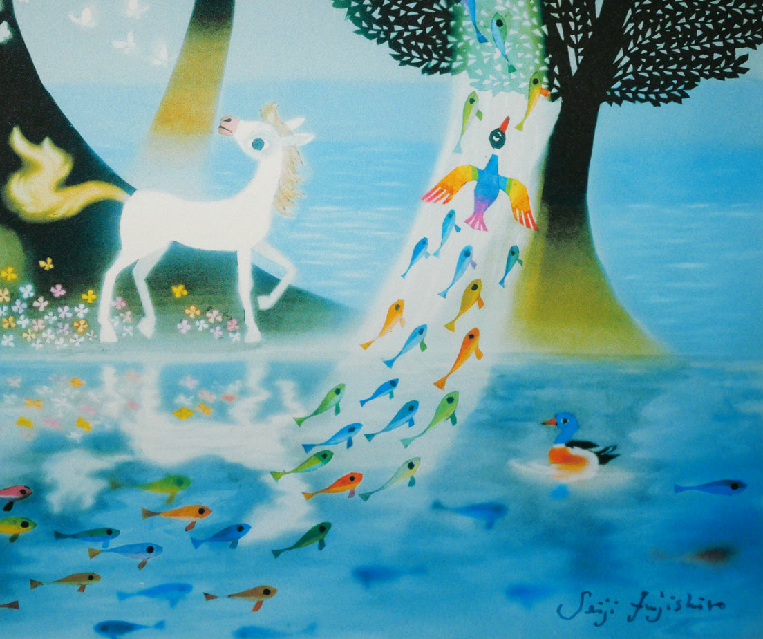 藤城清治「生きるよろこび」レフグラフ版画　拡大画像6
