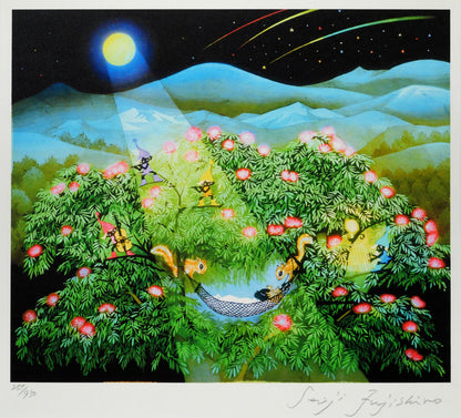 藤城清治「ねむの木の子守歌」レフグラフ版画　作品全体画像