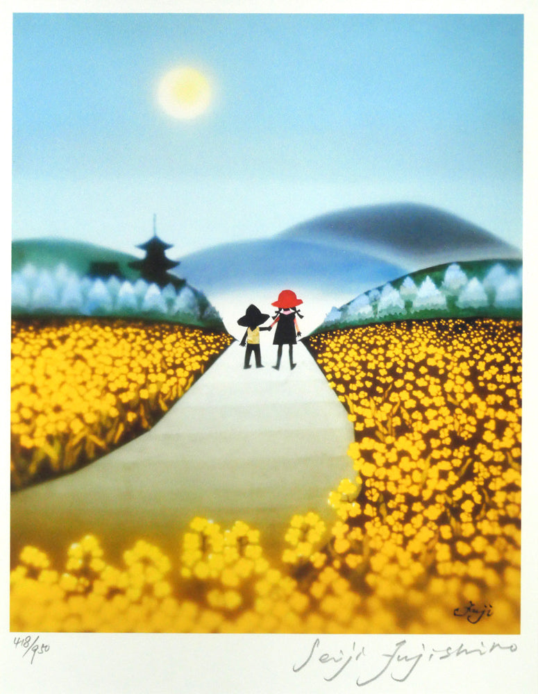 新品　藤城清治　日本の愛唄歌シリーズ 3月　朧月夜 藤城清治「朧月夜（日本の愛唱歌・3月）」レフグラフ版画 絵画買取