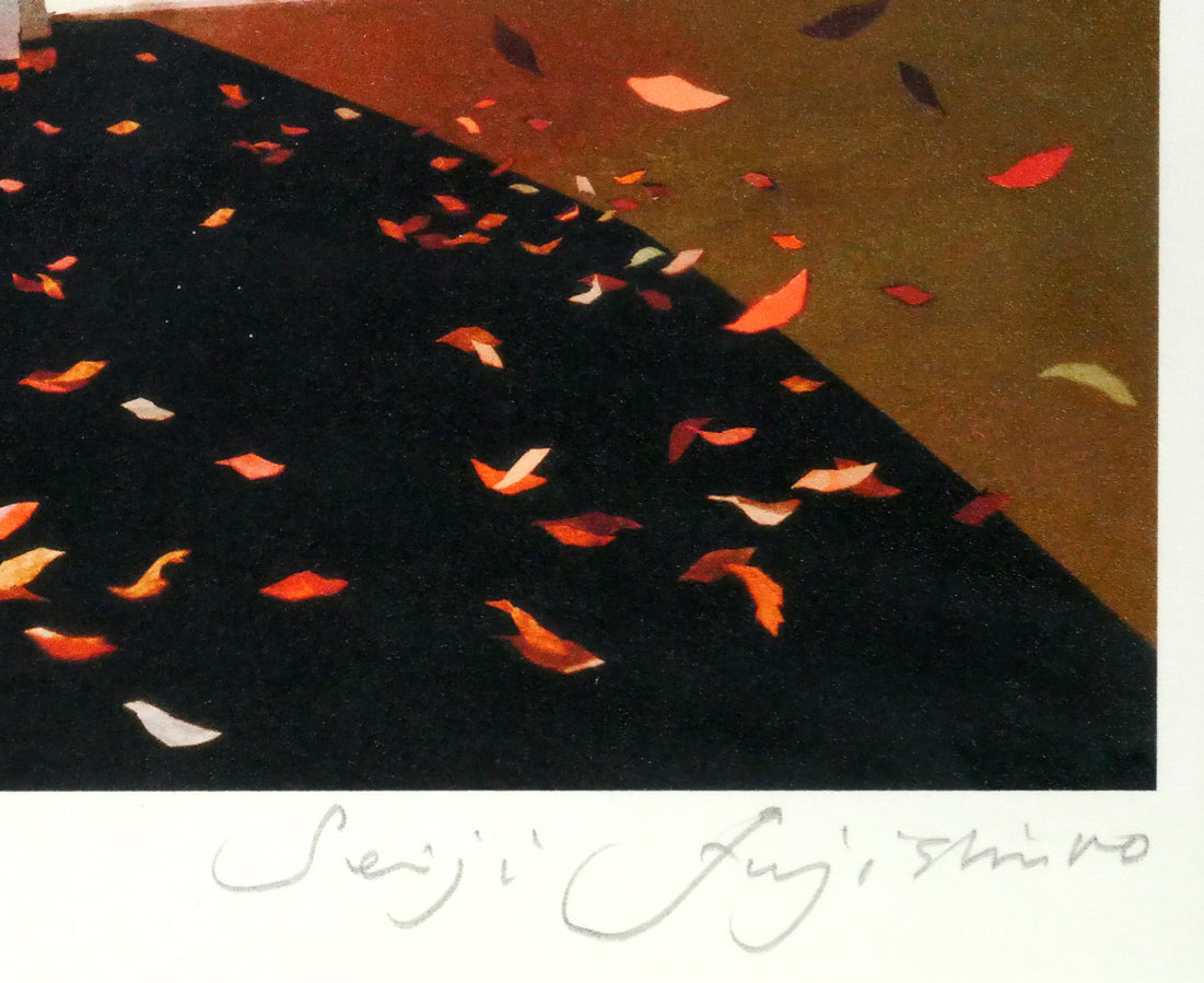 藤城清治「たき火（日本の愛唱歌・12月）」レフグラフ版画　本人直筆鉛筆サイン
