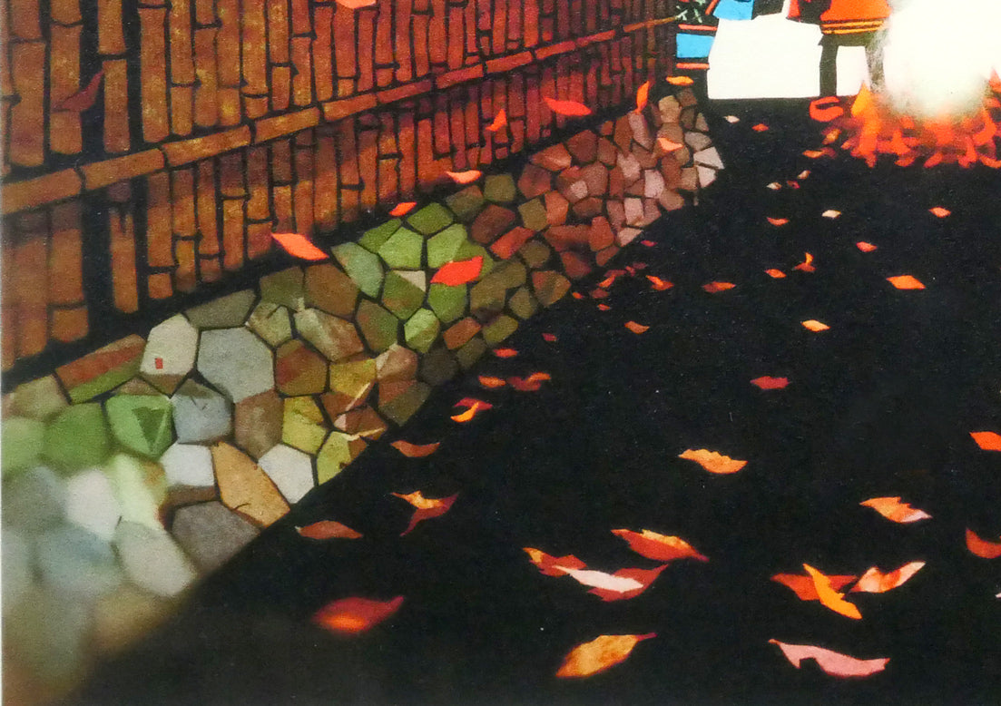 藤城清治「たき火（日本の愛唱歌・12月）」レフグラフ版画　拡大画像3