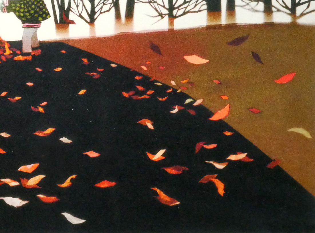 藤城清治「たき火（日本の愛唱歌・12月）」レフグラフ版画　拡大画像4