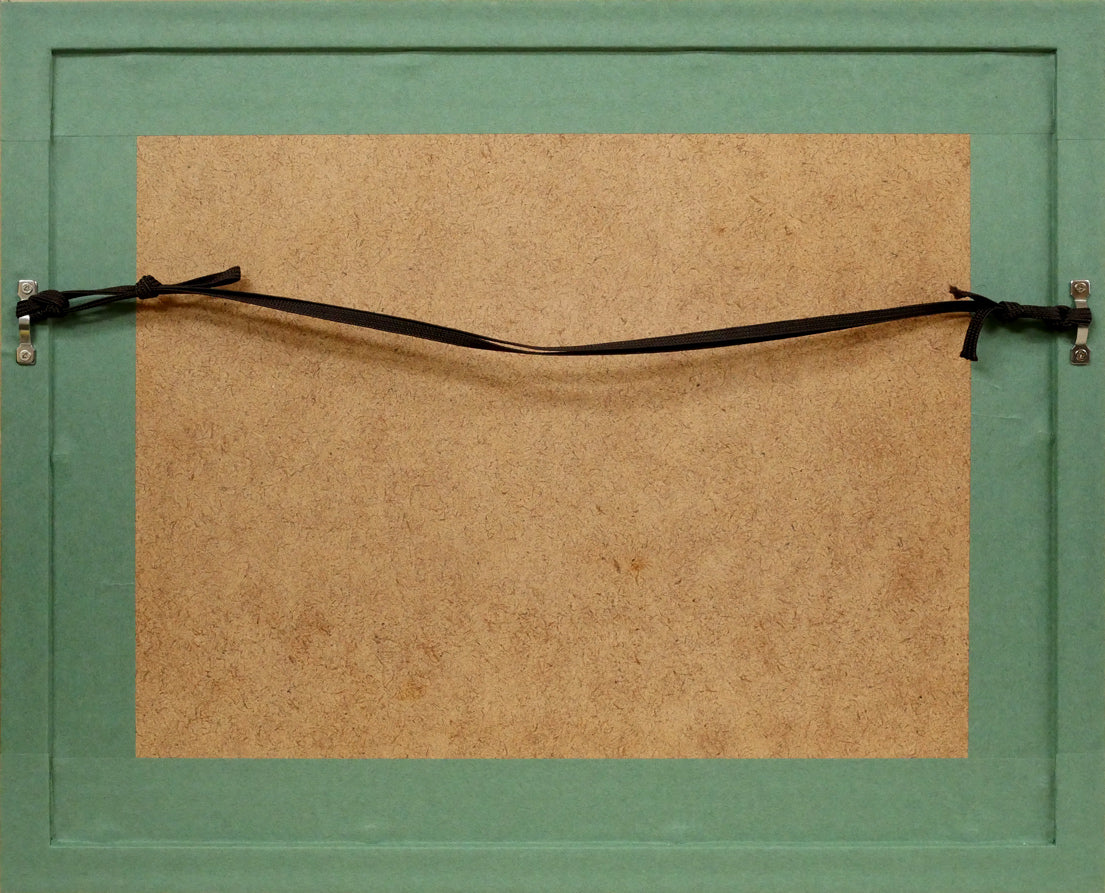 藤城清治「たき火（日本の愛唱歌・12月）」レフグラフ版画　額縁裏側画像