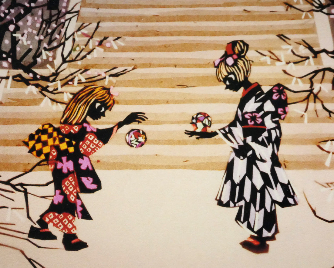藤城清治「手まり歌（日本の愛唱歌・1月）」レフグラフ版画　拡大画像4