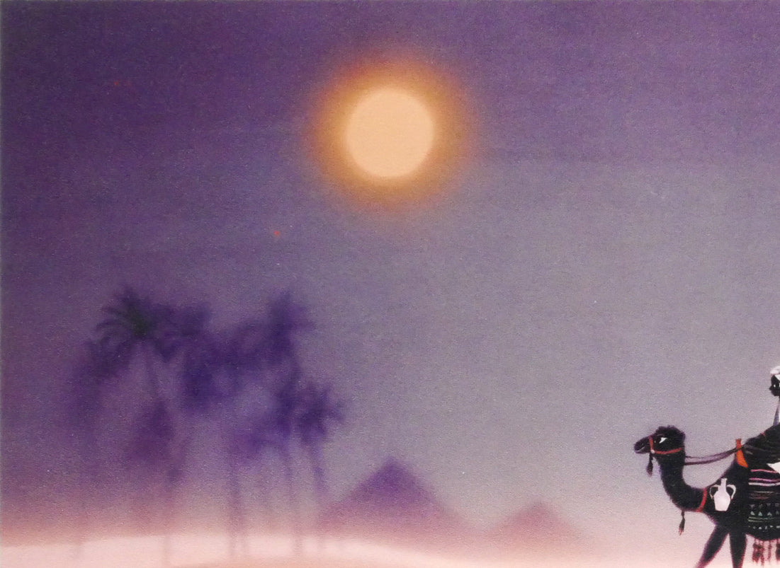 藤城清治「月の砂漠（日本の愛唱歌・9月）」レフグラフ版画　拡大画像1