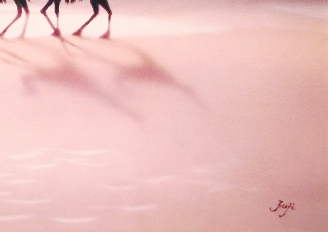 藤城清治「月の砂漠（日本の愛唱歌・9月）」レフグラフ版画　拡大画像4