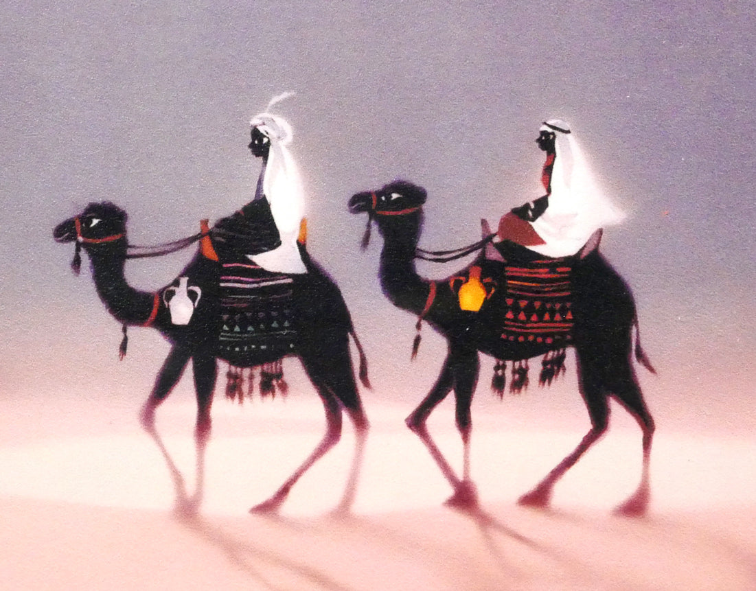 藤城清治「月の砂漠（日本の愛唱歌・9月）」レフグラフ版画　拡大画像5