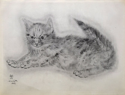 藤田嗣治「アビハイル：（猫の本）より」コロタイプ　作品全体拡大画像