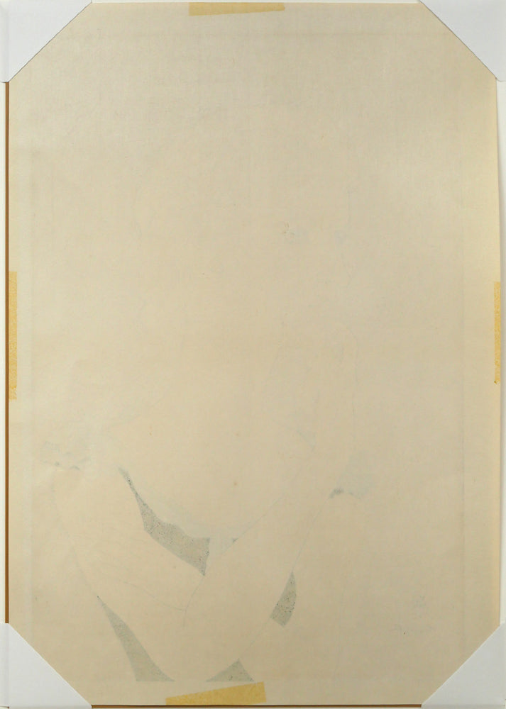 藤田嗣治「フランス娘」木版画　作品シート裏側画像