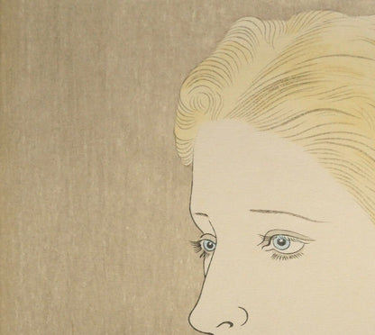 藤田嗣治「フランス娘」木版画　拡大画像1
