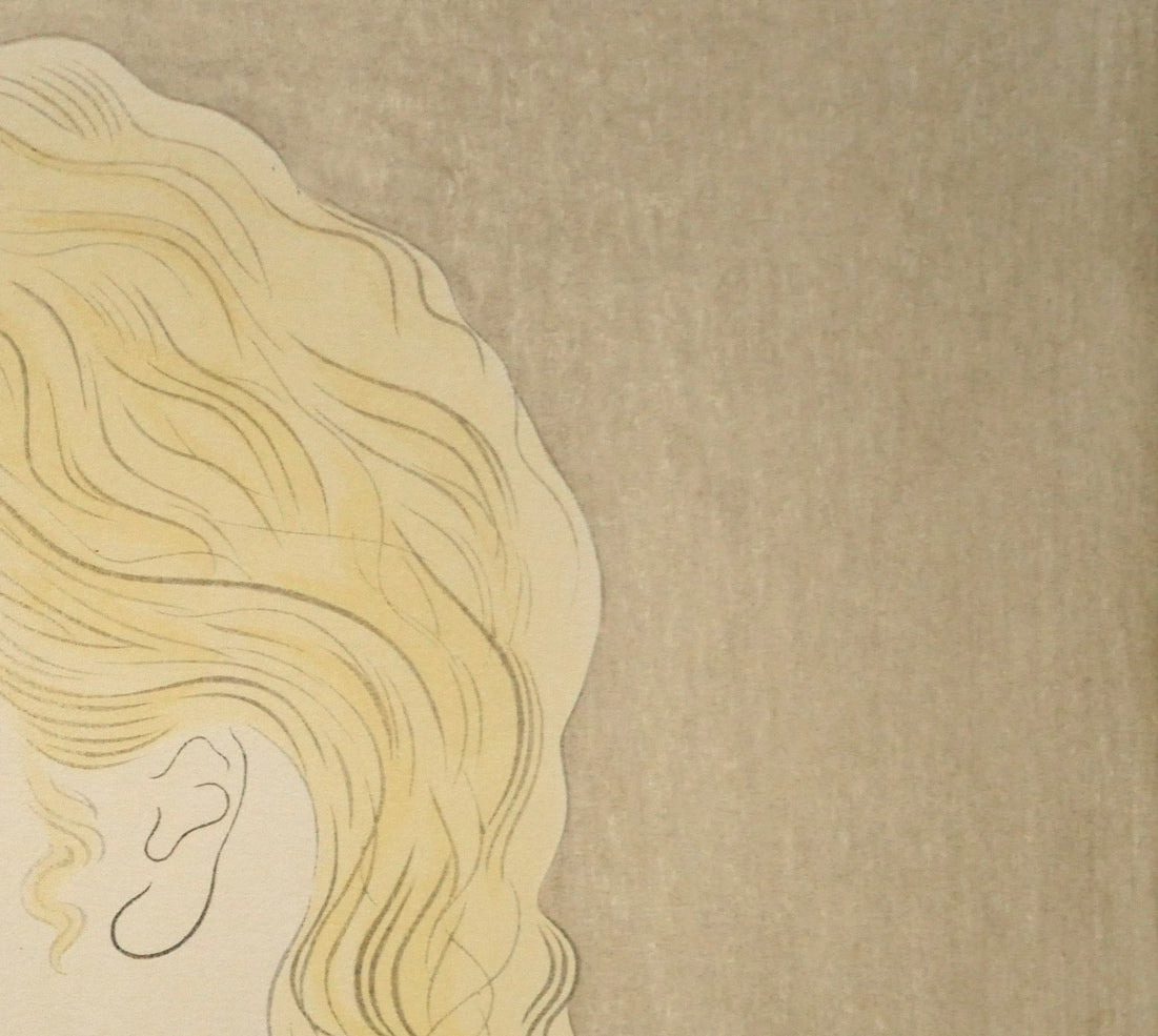 藤田嗣治「フランス娘」木版画　拡大画像2