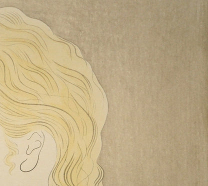 藤田嗣治「フランス娘」木版画　拡大画像2