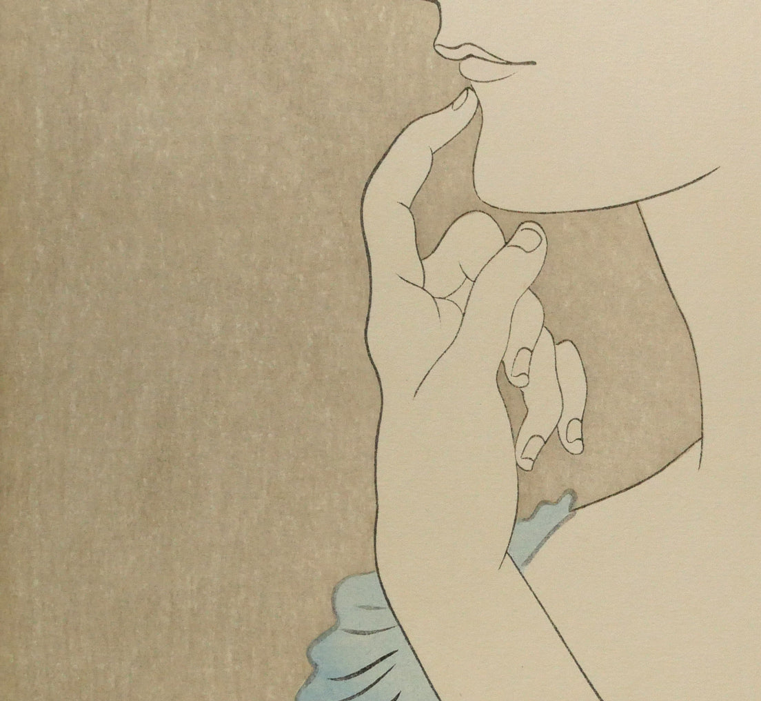 藤田嗣治「フランス娘」木版画　拡大画像4