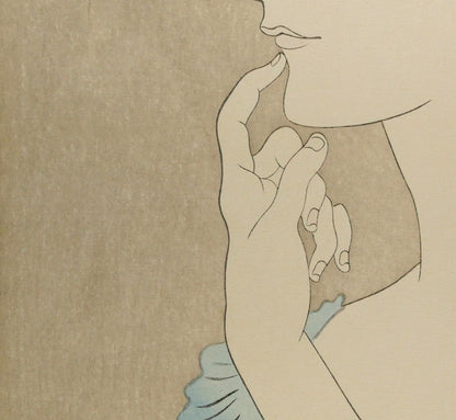 藤田嗣治「フランス娘」木版画　拡大画像4