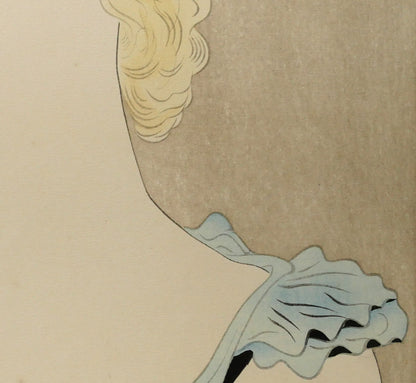藤田嗣治「フランス娘」木版画　拡大画像5