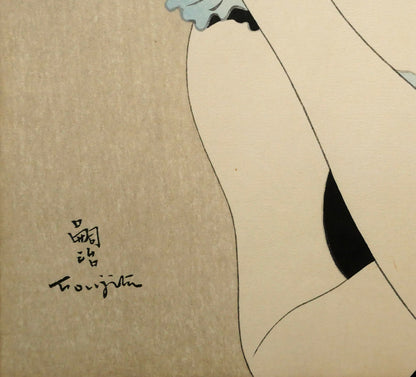 藤田嗣治「フランス娘」木版画　拡大画像6
