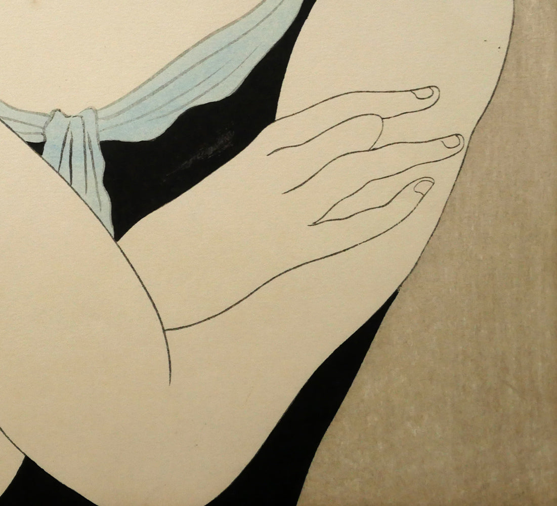 藤田嗣治「フランス娘」木版画　拡大画像7