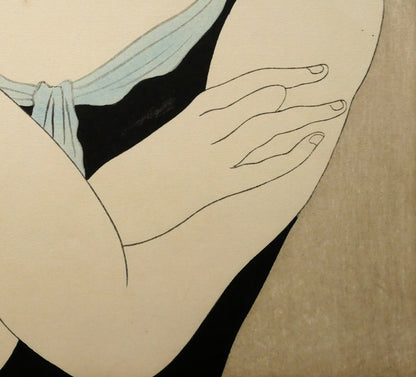 藤田嗣治「フランス娘」木版画　拡大画像7
