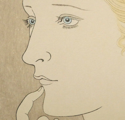 藤田嗣治「フランス娘」木版画　拡大画像3