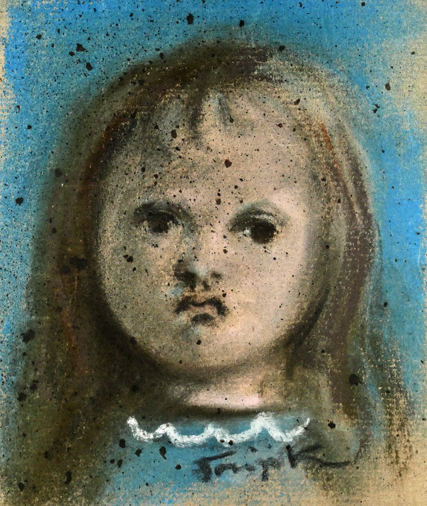 藤田嗣治「子供」パステル・ガッシュ・紙　作品全体画像