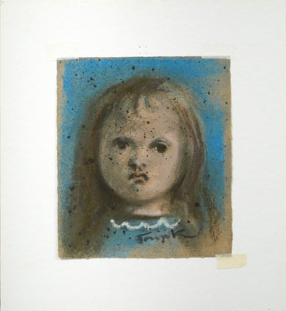 藤田嗣治「子供」パステル・ガッシュ・紙　台紙全体画像