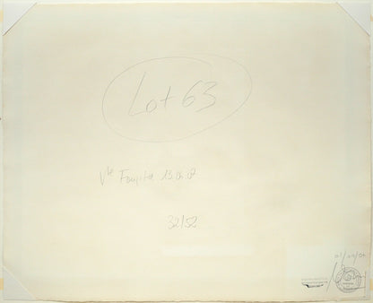 藤田嗣治「二匹の猫」リトグラフ　作品シート裏側画像