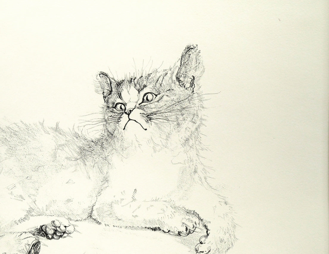 藤田嗣治「二匹の猫」リトグラフ　拡大画像2