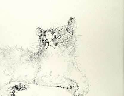 藤田嗣治「二匹の猫」リトグラフ　拡大画像2
