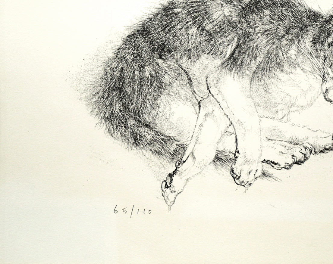 藤田嗣治「二匹の猫」リトグラフ　拡大画像3