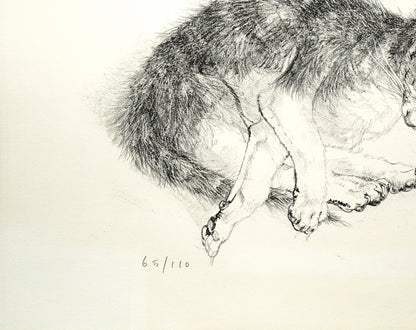 藤田嗣治「二匹の猫」リトグラフ　拡大画像3
