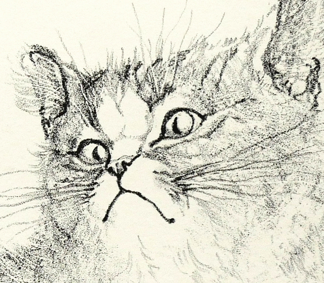 藤田嗣治「二匹の猫」リトグラフ　拡大画像5