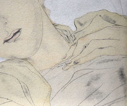 藤田嗣治「面影との闘い（小）」リトグラフ　拡大画像2