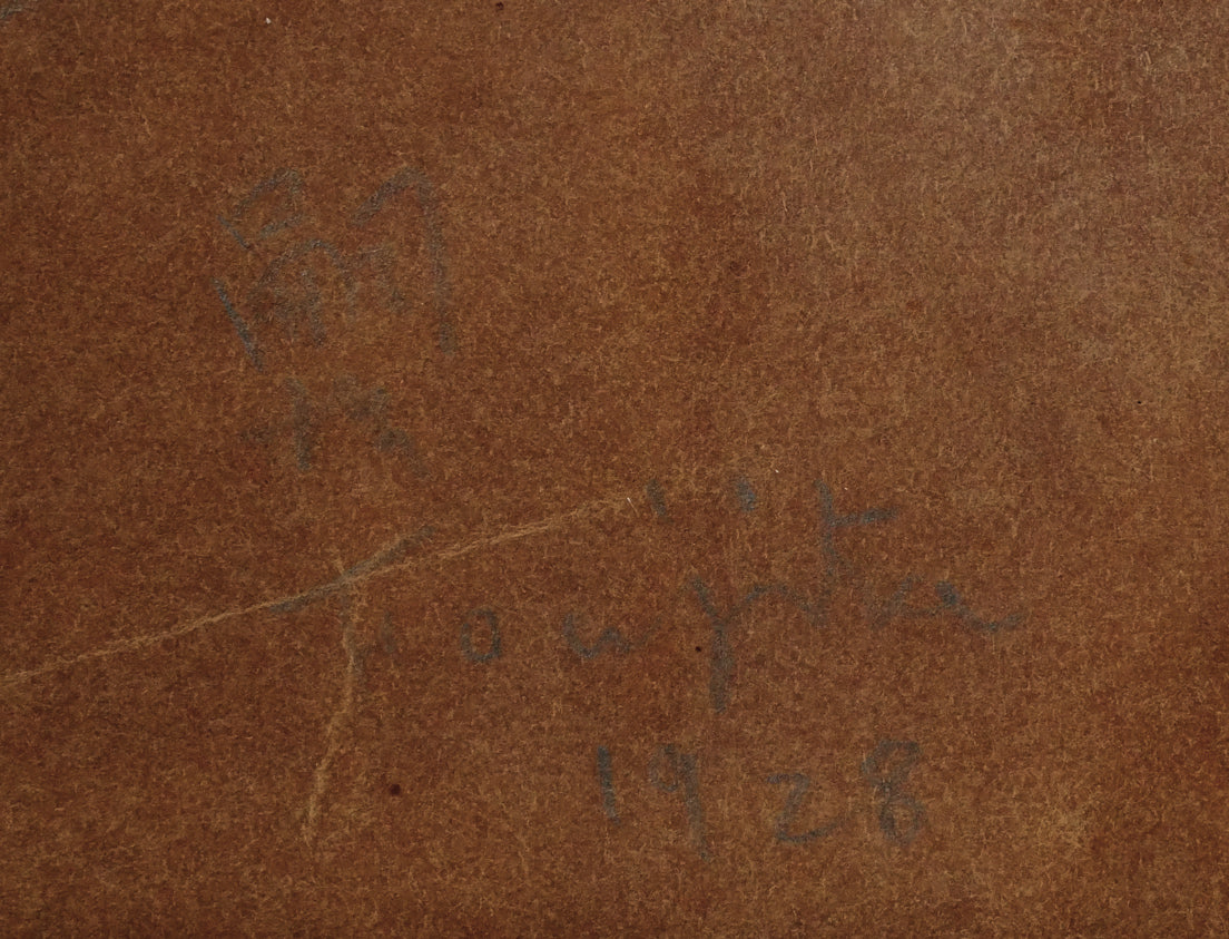 藤田嗣治「裸婦」鉛筆・コンテ・紙・8号大　サイン・年記（1928年作）