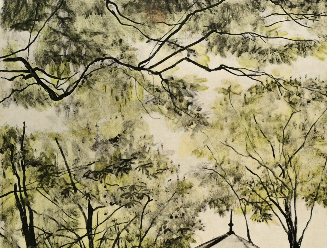 藤田嗣治「シャンゼリゼ通り（『魅せられたる河』より）」エッチング　拡大画像1