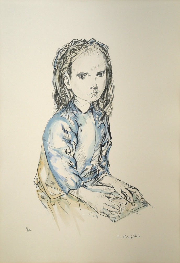 藤田嗣治「手紙を持つ少女」リトグラフ 絵画買取・販売の小竹美術