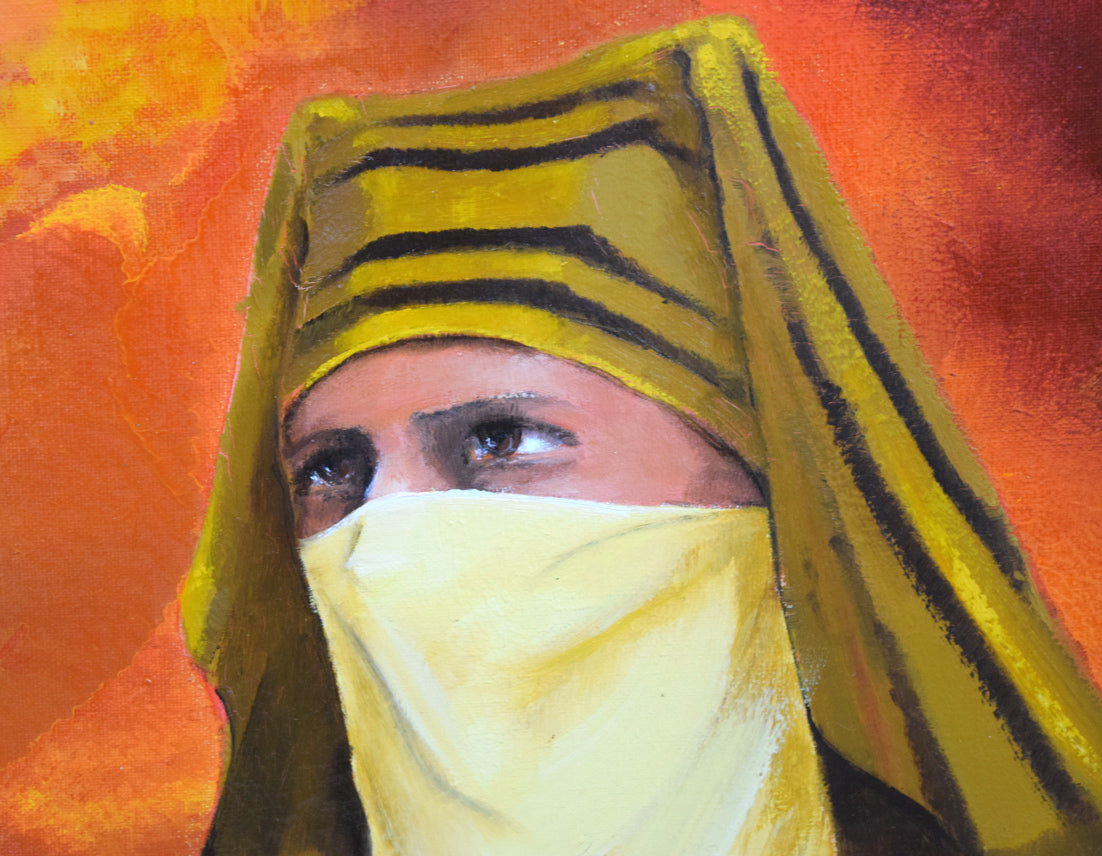 府川貢「メディナの女（モロッコ・フェズ）」油絵・F6号　拡大画像3
