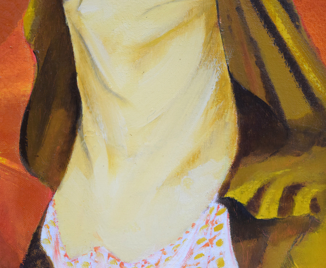 府川貢「メディナの女（モロッコ・フェズ）」油絵・F6号　拡大画像4