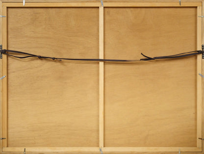 府川誠「ポプラの並木」リトグラフ　額縁裏側画像