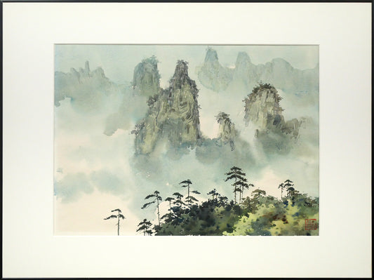 陳維信「雲の海（中国・黄山）」水彩画・10号