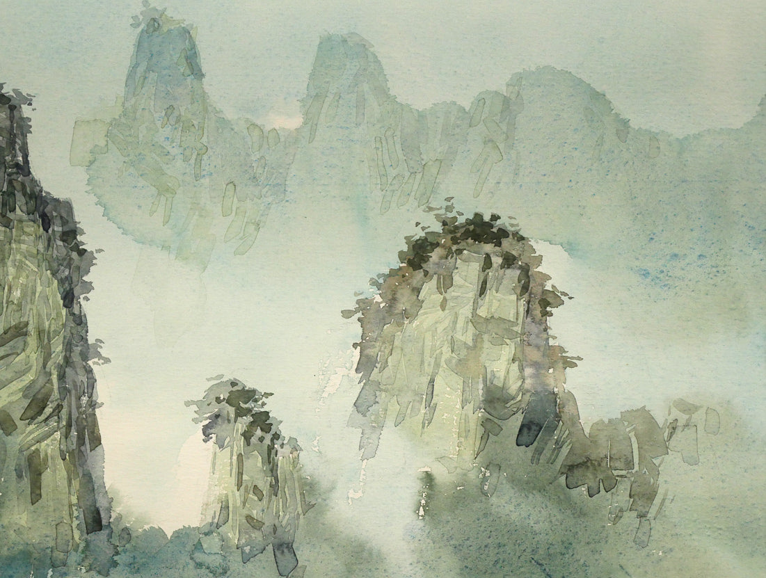 陳維信「雲の海（中国・黄山）」水彩画・10号　拡大画像3