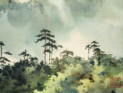陳維信「雲の海（中国・黄山）」水彩画・10号　拡大画像5
