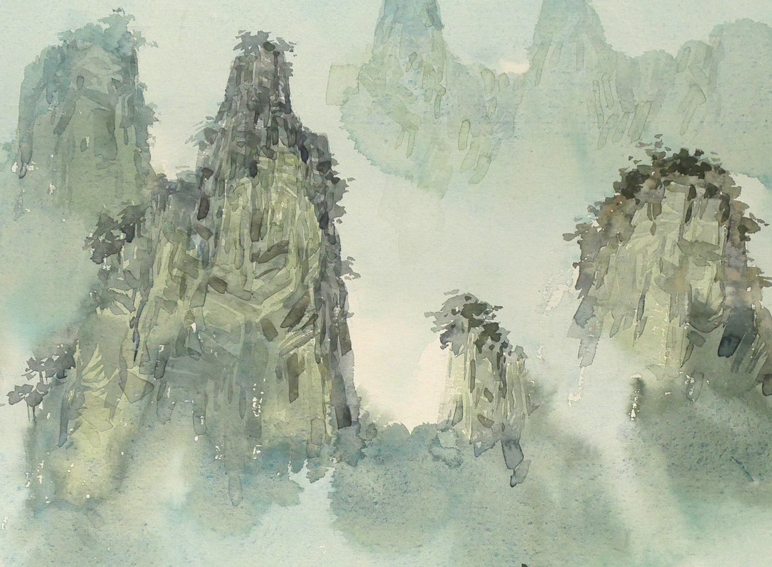 陳維信「雲の海（中国・黄山）」水彩画・10号　拡大画像2